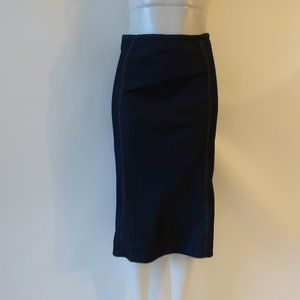 Womens William B. Blue Denim Rhinestone Trim Midi Skirt 4 *